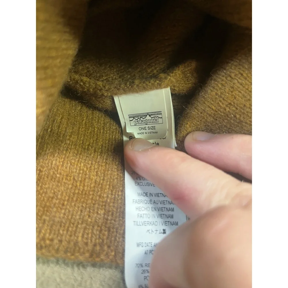 Patagonia Brodeo Beanie Brown Recycled Wool Blend Ribbed Cuff Patagonia‎ Brodeo